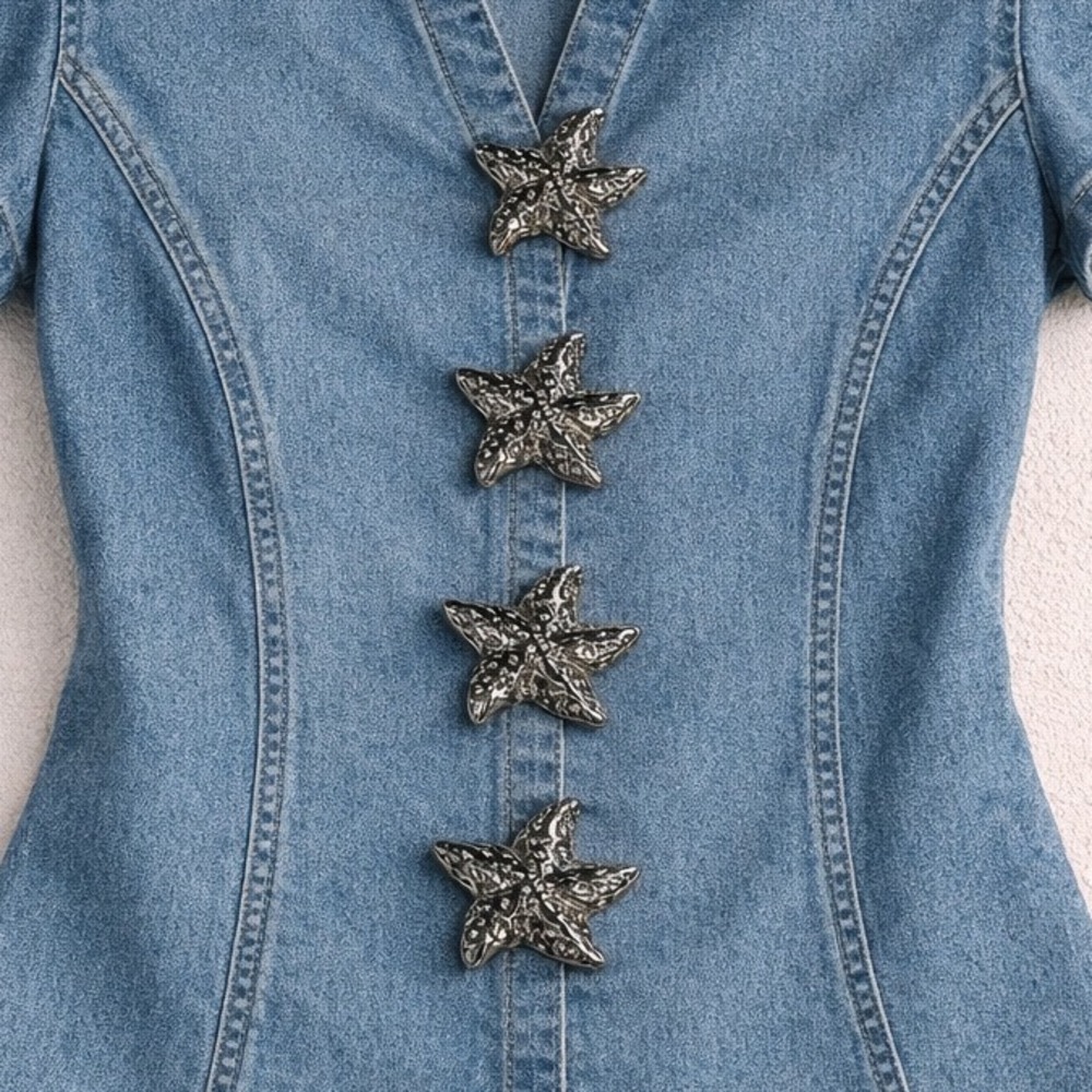 Set ofβ 4 Silver Tone Textured Starfish Pins Nautical Beach Mermaidcore Brooches